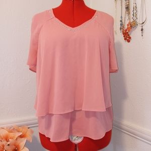 Juicy Couture Sz L Blouse Pink Embellished